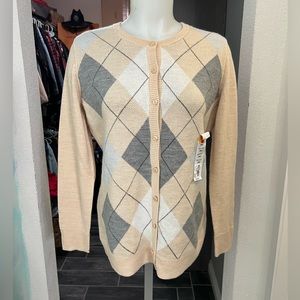 NWT Croft & Barrow Cream Patterned Cardigan